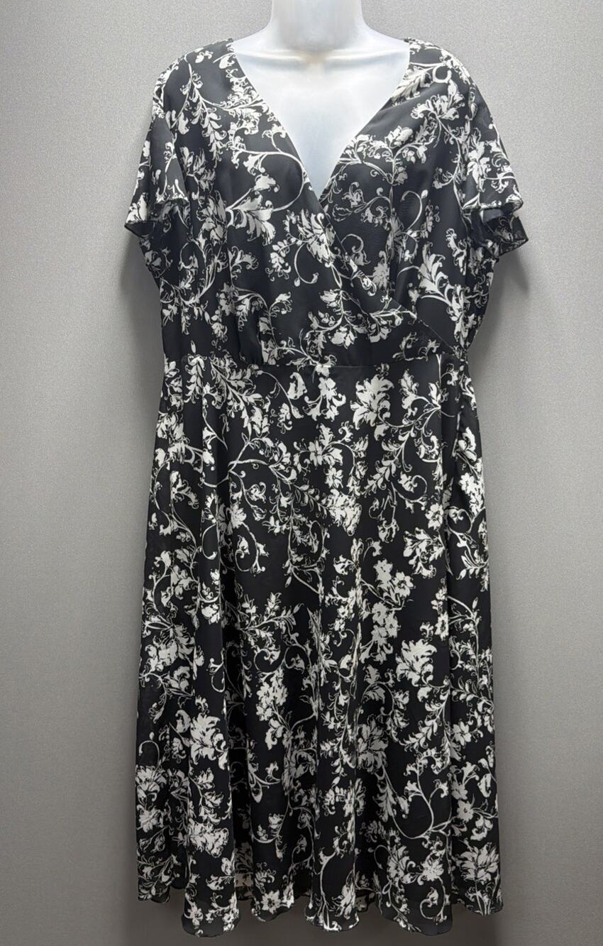 Lane Bryant Dress Womens 18 Black White High Low Polished Professional Career